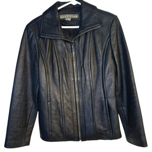 Women's Black Leather Jacket, Kenneth Cole Reaction, Size Medium